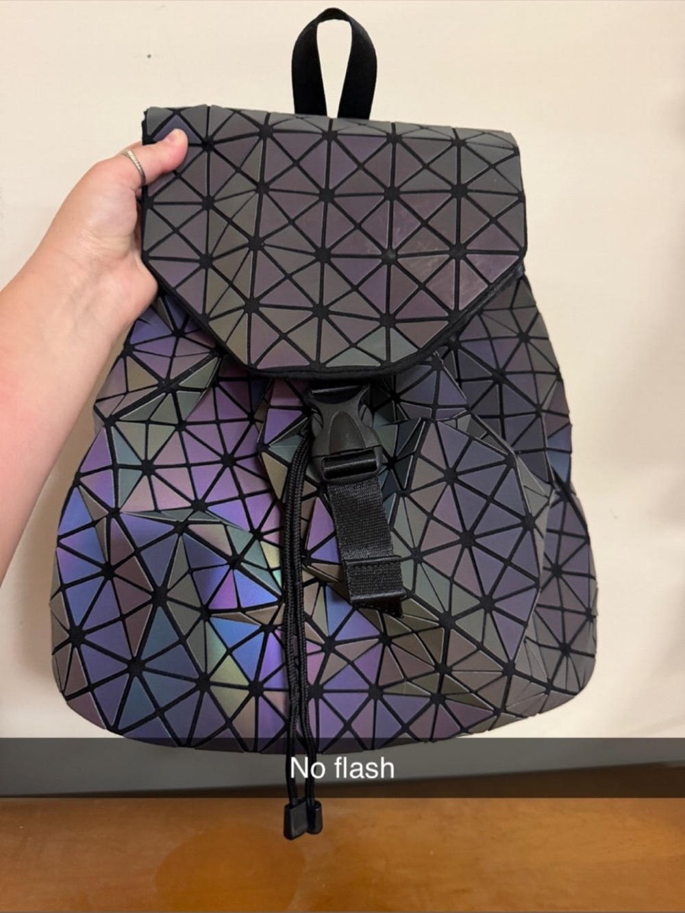 Iridescent Geometric Triangle Backpack - Black